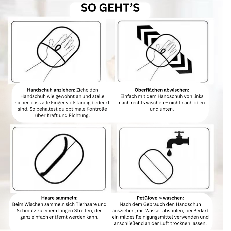 Azena PetGlove™ | Effektive Tierhaarentfernung auf Sofa, Teppich, Kleidung und Möbeln